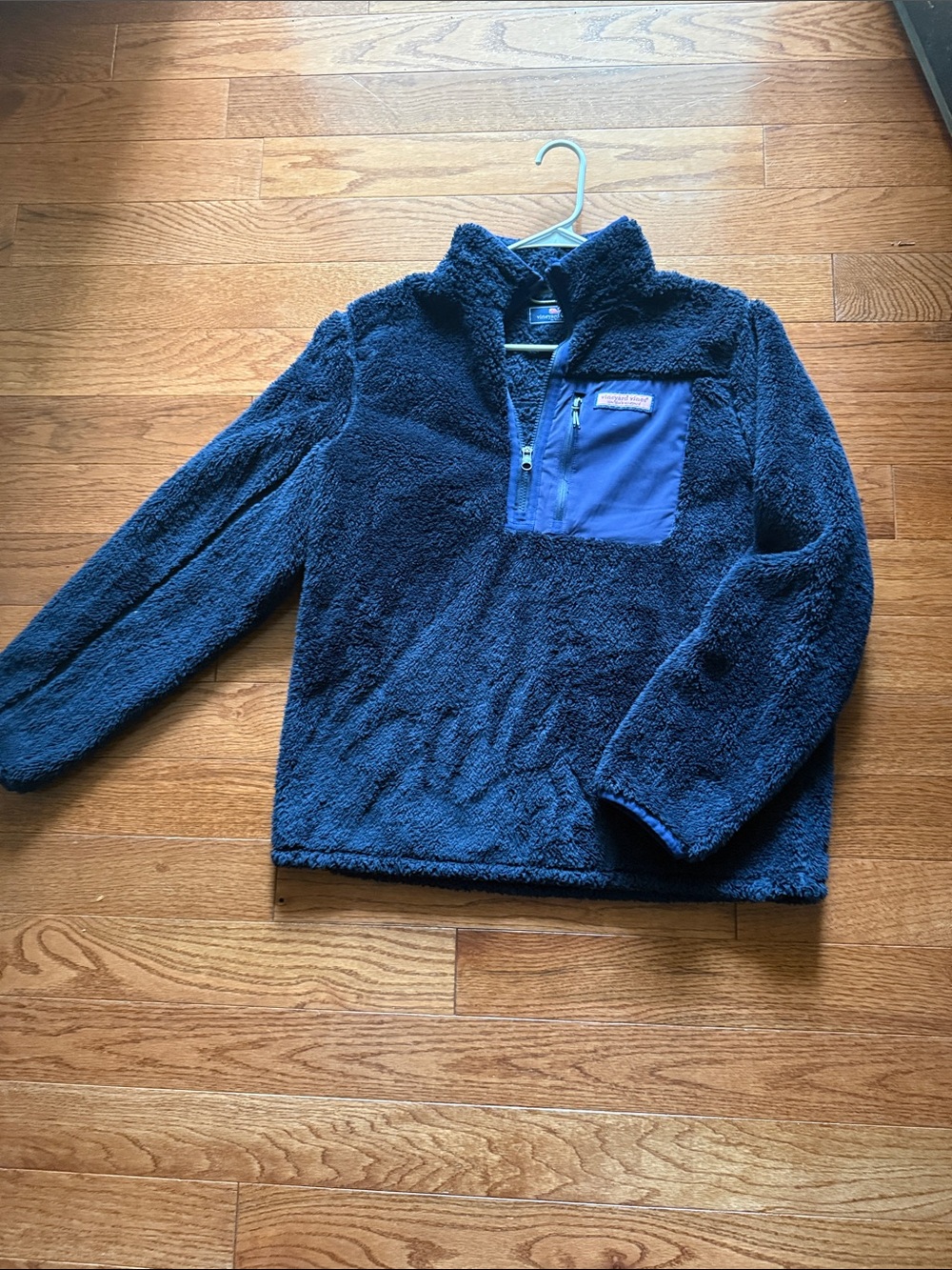 Vineyard Vines Navy Plush Fleece Jacket with Logo Tag